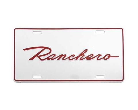 Logo License Plate - White Background With Ranchero Script In Red