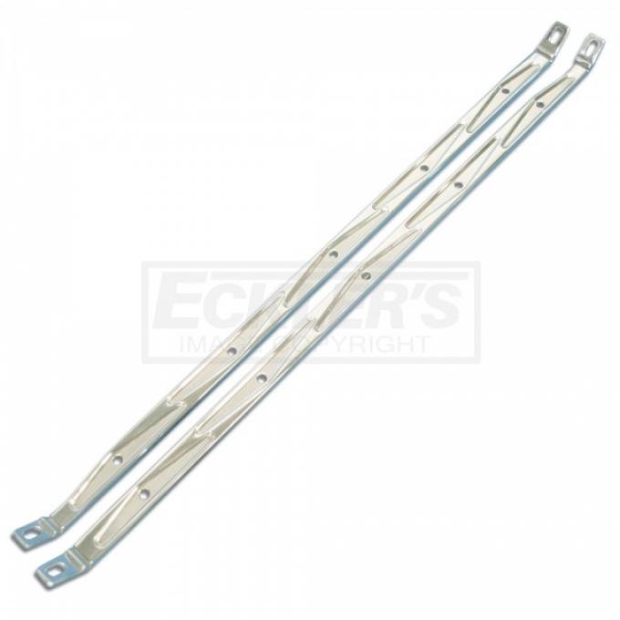 1956 Chevy Hood Brace Supports, Billet Aluminum, Polished Finish, Eddie Motorsports