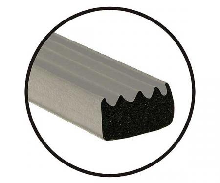 Rubber Hood Lacing - Solid Rubber - Ribbed Surface - Adhesive Back - 5/8 Wide X 3/8 Thick X 8' Length - Ford & Mercury