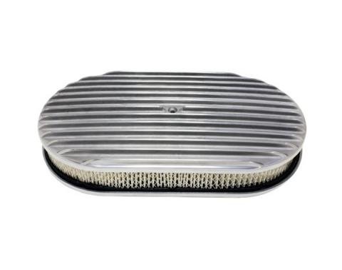 Chevy Air Cleaner, Oval Full Finned Polished Aluminum, 15