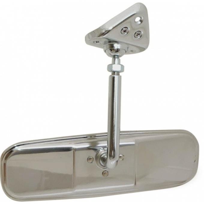 Ford Pickup Truck Inside Rear View Mirror Assembly - Stainless Steel - 3 Hole Triangular Bracket