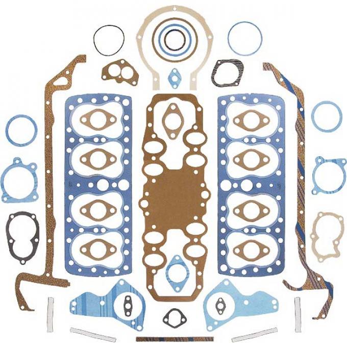 Engine Gasket Set - Complete - Fel-Pro Brand - Steel Head Gaskets - Ford Flathead V8 90 & 95 & 100 HP 24 Stud Engine