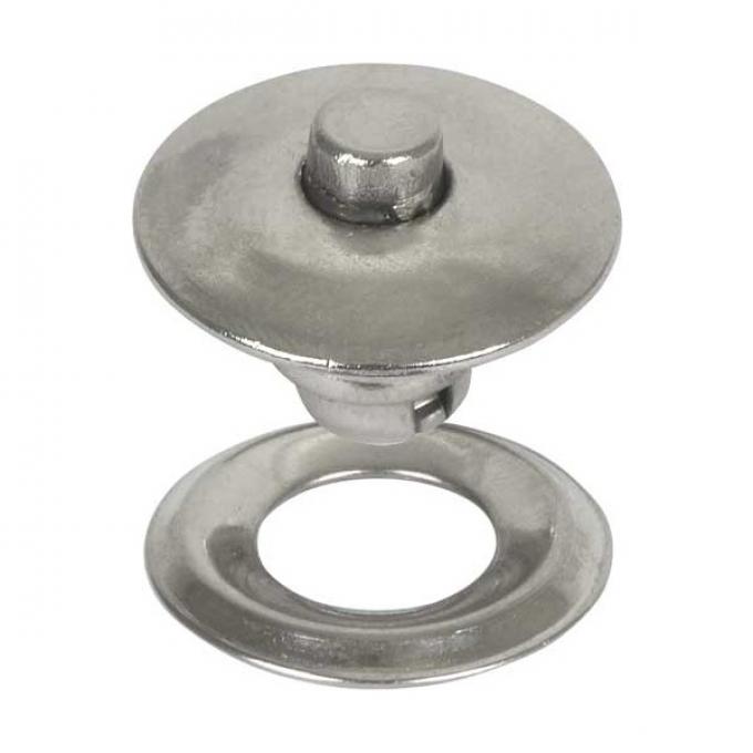 Side Curtain Fastener - With Backing Plate Ring - Nickel Plate