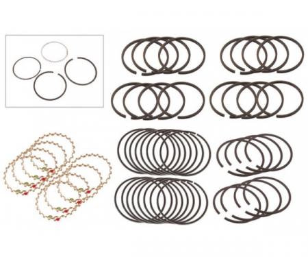Piston Ring Set - 4 Ring Type - Solid Skirt - For Dome Top Pistons - Ford Flathead V8 95 & 100 HP - 3-1/16 Bore - Choose Your Size
