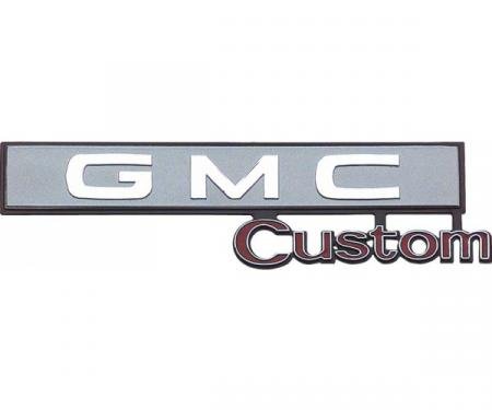 GMC Truck Glove Box Emblem, "Custom GMC" 1969-1972
