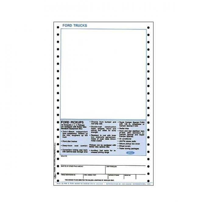 Ford Pickup Truck New Vehicle Window Price Sticker
