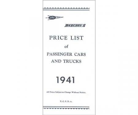 Price List Of Passenger Cars & Trucks - Fold-out Style - Ford & Mercury