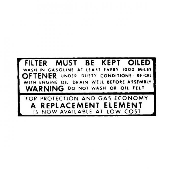 Hat Style Dry Air Cleaner Decal - White & Black - Ford Pickup Truck