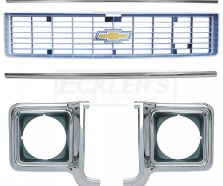 Chevy Truck Front Grille Kit, With Argent Silver Grille, 1973-1974