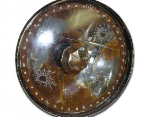 Chevy 7 Inch Round White Diamond Rat Rod Headlights With Multi Color LED Halo, 1949-1954