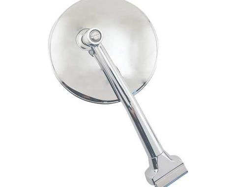 Peep Mirror - Chrome - Straight Arm - 4 Inch Convex Stainless Mirror Head - Left Or Right