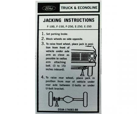 Ford Pickup Truck Jack Instructions Decal