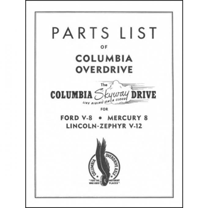 Columbia Rear Axle Parts List - 41-48 Ford, Mercury & Lincoln Zephyr - 8 Pages