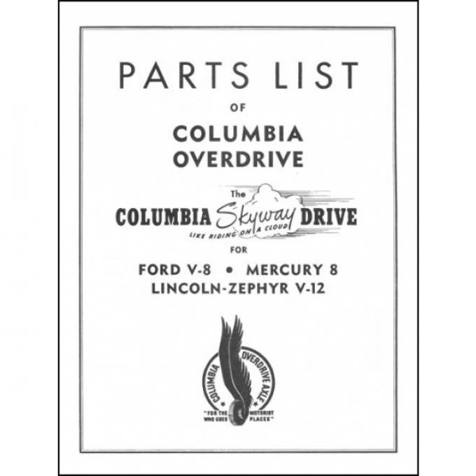 Columbia Rear Axle Parts List - 41-48 Ford, Mercury & Lincoln Zephyr - 8 Pages