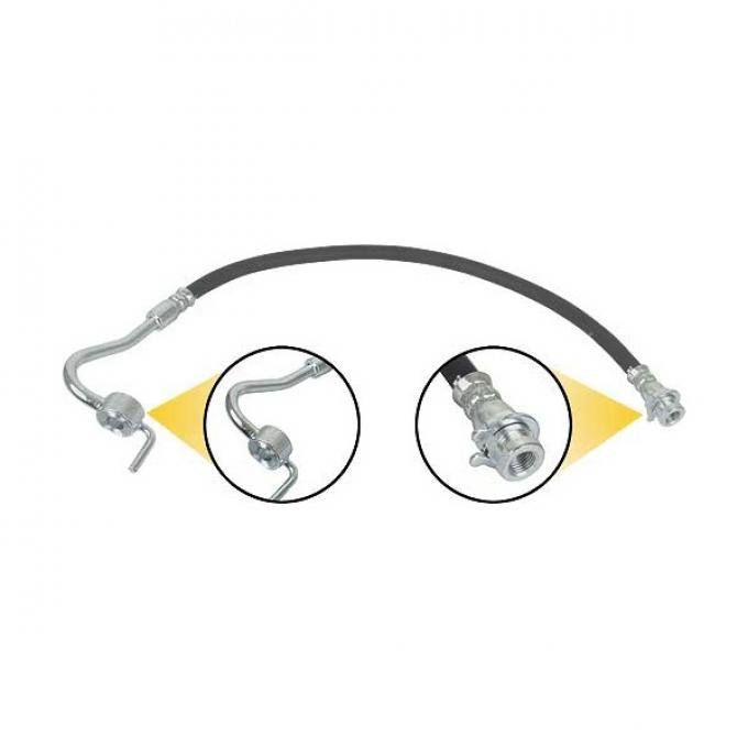 Ford Pickup Truck Front Brake Hose - Right - 19 1/2 Long Including Threads - Disc Brakes -From Frame Bracket To Wheel -F350