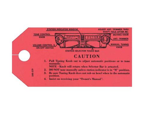 Radio Instruction Tag - Ford Passenger