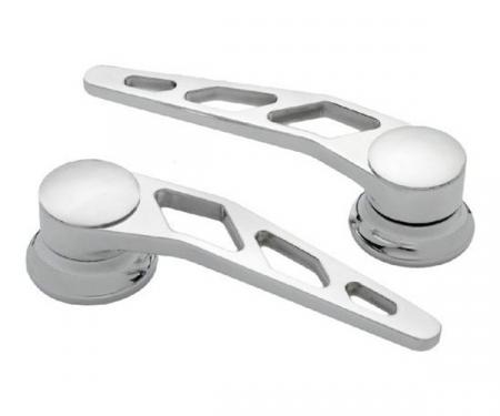 Door Handles, Interior, Windowed Billet Aluminum, Pair, Polished, Lokar, GM 1955-1957