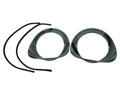 Chevy Truck Headlight Bezels, Chrome, 1955-1957
