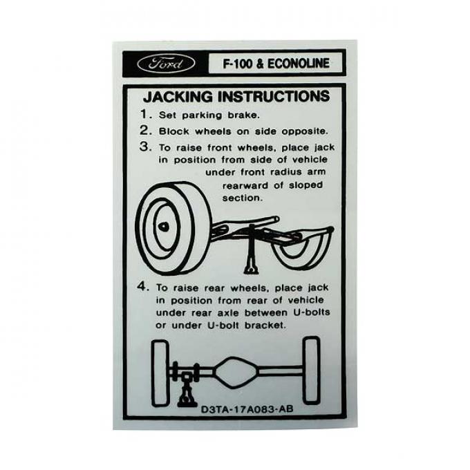 Ford Pickup Truck Jack Instructions Decal