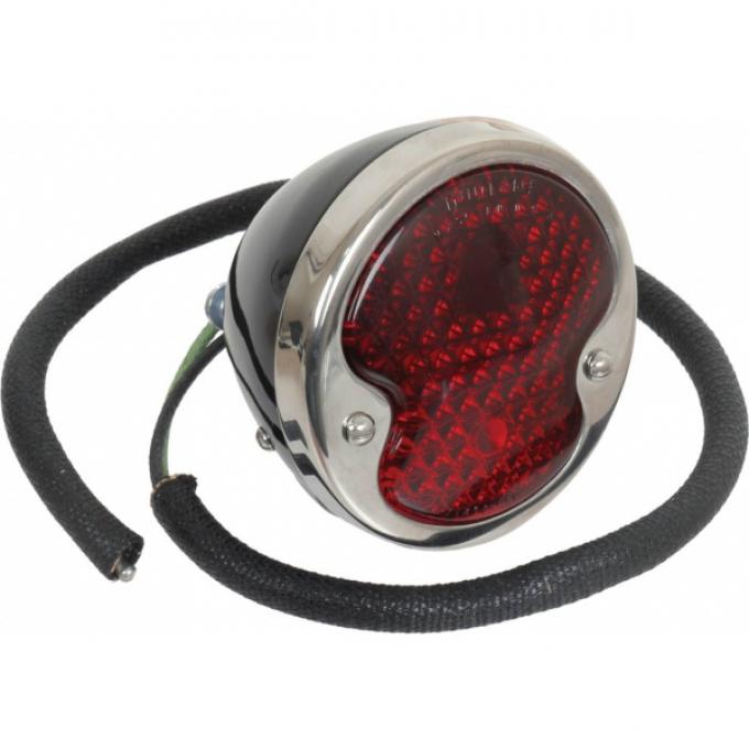Tail Light Assembly - Ford 1932-42 Pickup Truck - Red GlassLens & Black Body - 6 & 12 Volt Bulbs - Left