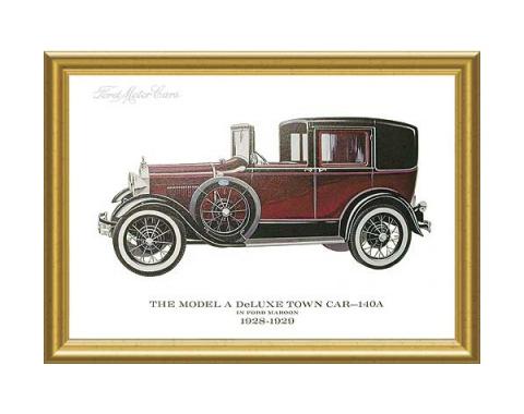 Model A Print - 28-29 Ford Deluxe Town Sedan (140A) - 11 X 14 - Framed