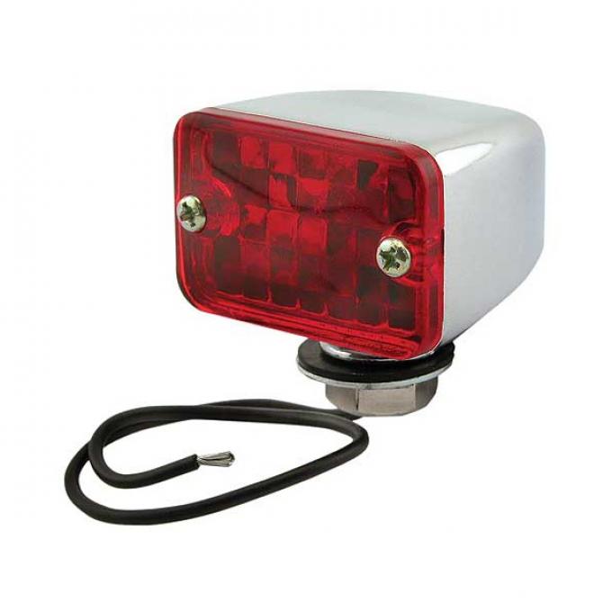 Utility Light - 12 Volt - Chrome Light With Red Lens - 1-3/4