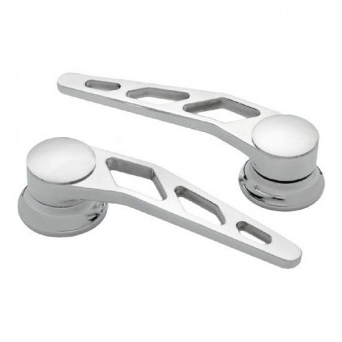 Door Handles, Interior, Windowed Billet Aluminum, Pair, Polished, Lokar, GM 1955-1957