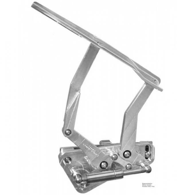 Chevy Truck Billet Aluminum Hood Hinges, Clear Anodized, Steel Hood, 1973-1980