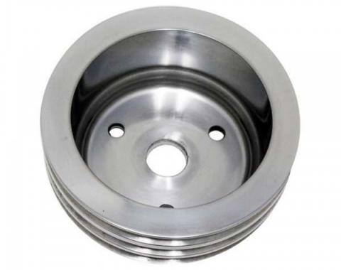 Spectre Performance 4448 Chrome Triple Belt Crankshaft Pulley for Small Block Chevy with Long Water Pump 