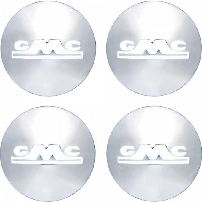 GMC Truck Hub Cap Set, Polished Stainless Steel, With WhitePainted Details, 1947-1953