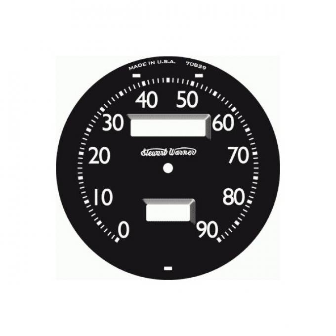 Speedometer Face - Metal - 90 Mph - Stewart Warner Script -Ford Pickup Truck