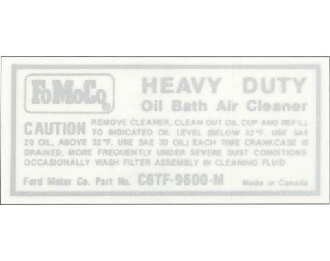 Ford Pickup Truck Air Cleaner Decal - Oil Bath