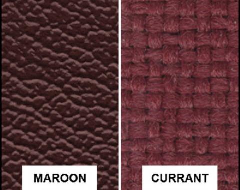 Ford Pickup Truck Bench Seat Cover Set - Ford F250 XLT Ranger - Maroon Corinthian Grain Vinyl With Currant Woven Cloth Inserts
