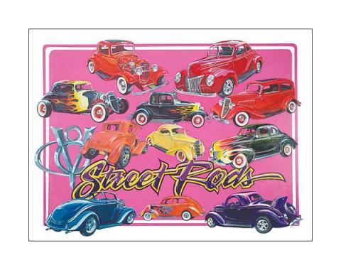Poster - Depicts Classic Street Rods - 27 X 36