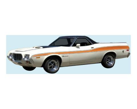 Body Stripe Kit, GT, Ranchero, With Black Border, 1972-1976