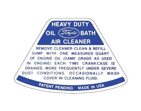 Ford Pickup Truck Air Cleaner Decal - Service Instructions