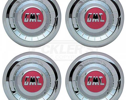 Hub Caps GMC Chrome, Red Details, Set of 4 1955-1959