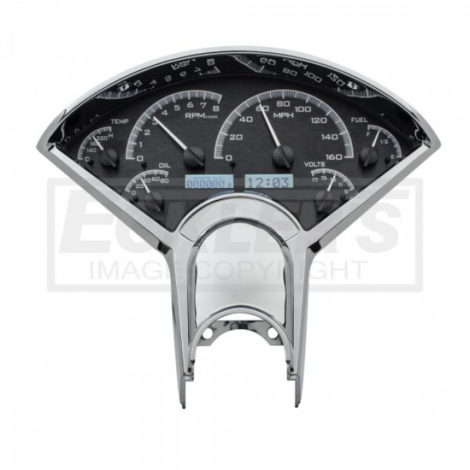 Chevy Analog Dash Gauges, Dakota Digital, Black With White Display, Metric, 1955-1956