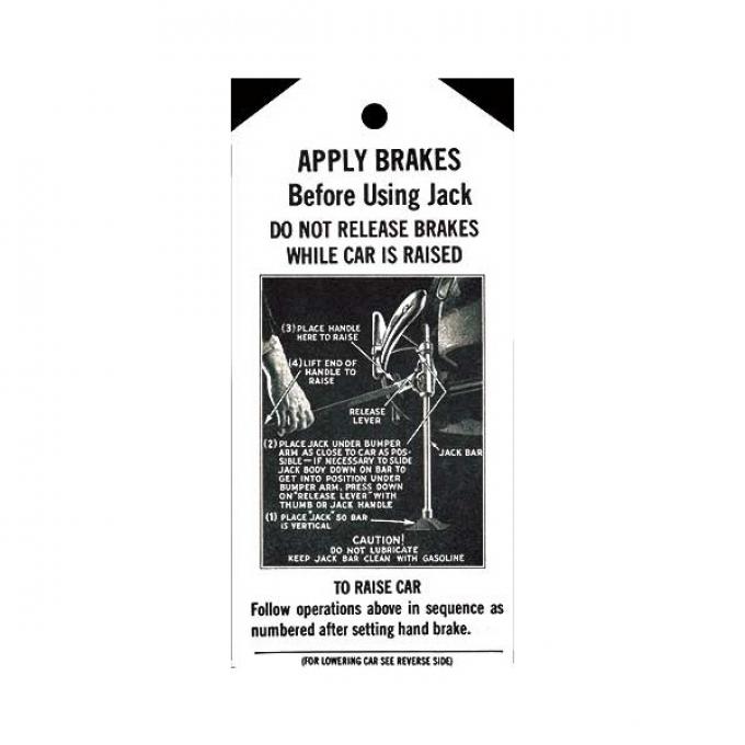 Jack Instruction Tag - Ford Passenger