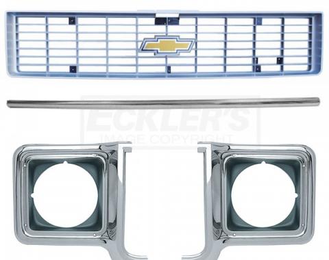 Chevy Truck Front Grille Kit, With Argent Silver Grille, 1973-1974