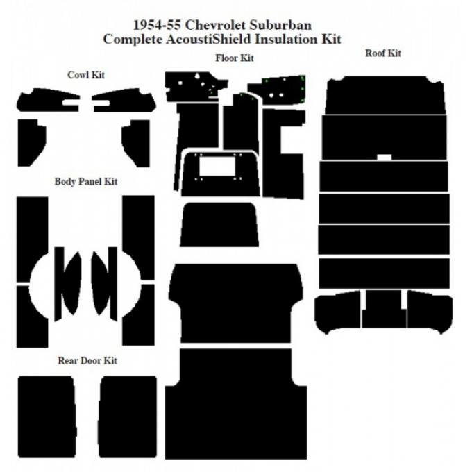 Chevy Insulation, QuietRide, AcoustiShield, Complete Kit, Suburban, 1954-1955