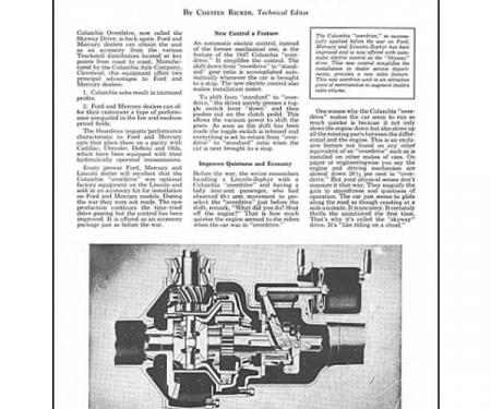 Columbia Rear Axle Pamphlet - 4 Pages - Ford & Mercury