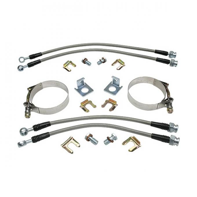 Chevy Truck Disc Brake Hoses, Front & Rear, Braided Stainless Steel,7/16, 1947-1972