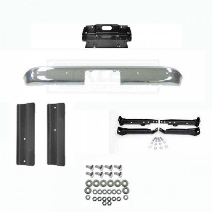 Chevy or GMC Truck Rear Bumper Kit, Chrome, Show Quality, Stepside, 2WD, 1967-1972