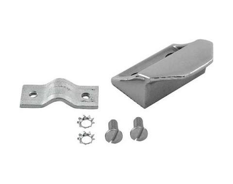 Trunk Lid Striker Plate - Polished Stainless Steel - Includes Mounting Bracket & Hardware - 41 All Ford Passenger Cars & 42-48 Ford Sedans