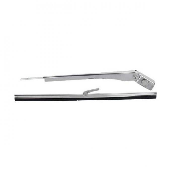 Windshield Wiper Arm & Blade - Universal Adjustable - Stainless Steel - 11 Long Blade - Use With Electric Wiper Motors - Ford