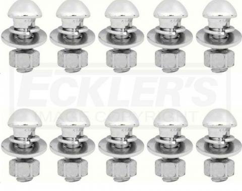 Chevy or GMC Truck Bumper Bolt Set, Dome Head, Chrome, Front & Rear, 1947-1972