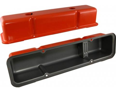 Chevy Small Block Valve Covers, Tall Style, Orange, 1958-1986