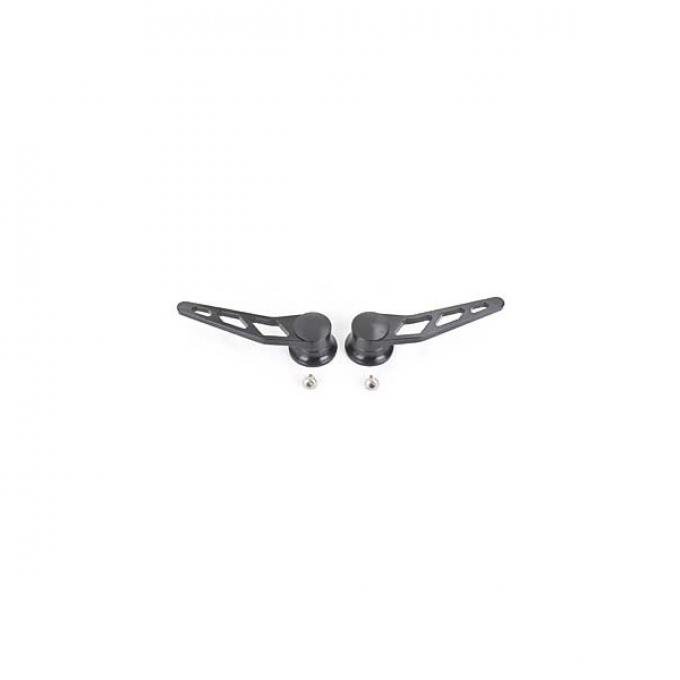 Door Handles, Interior, Windowed Billet Aluminum, Pair, Midnight Black, Lokar, GM 1955-1957