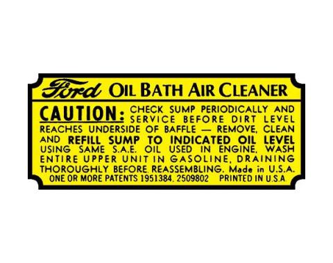 Oil Bath Air Cleaner Decal - Ford Passenger